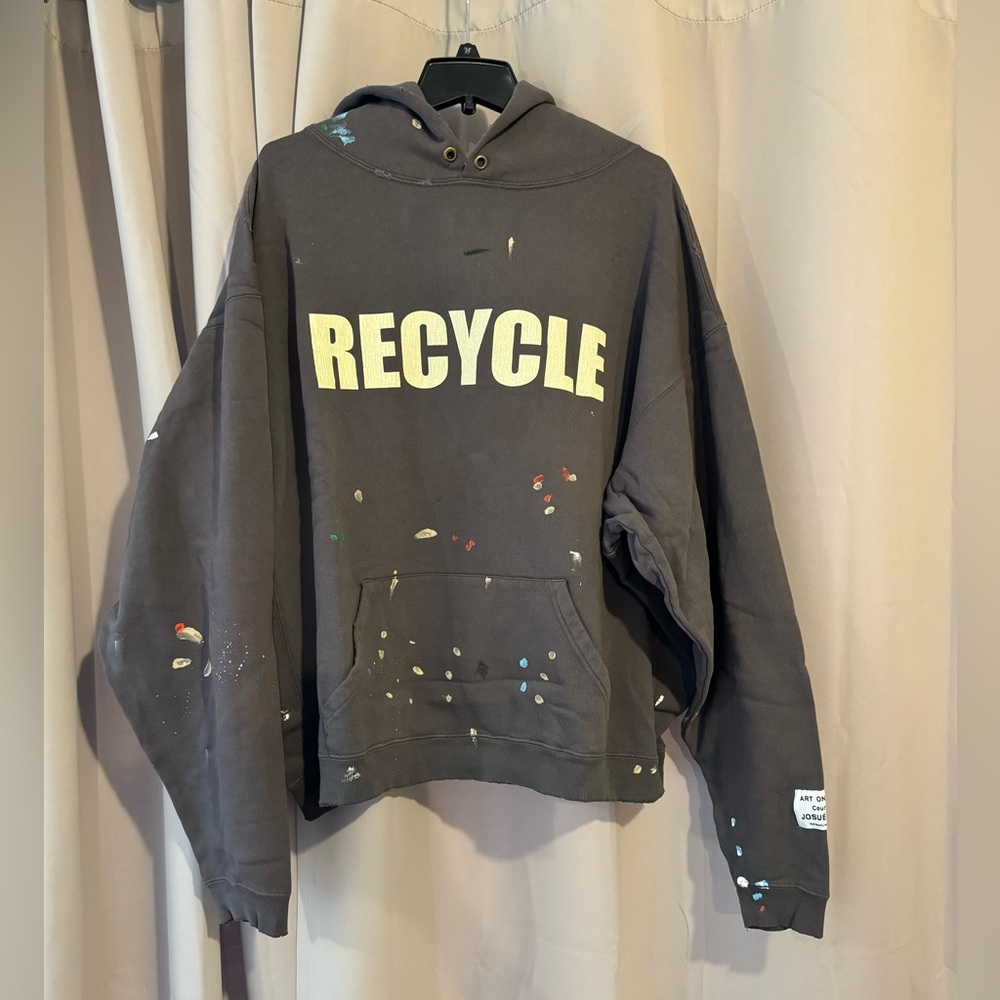 Gallery Dept paint splatter RECYCLE dark grey hoodie size Large